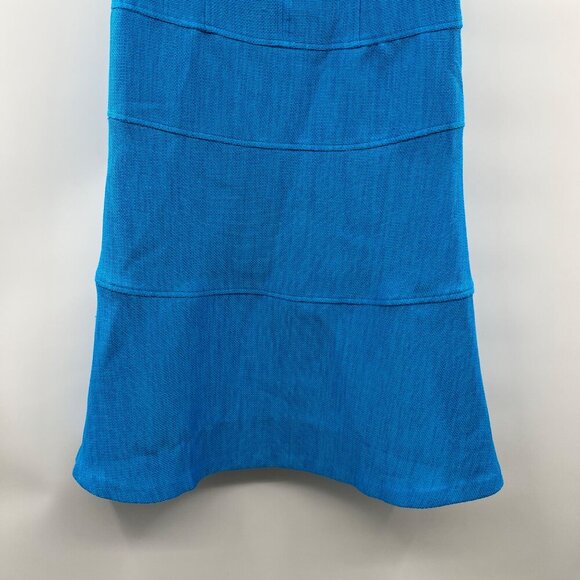 Jones Studio A-Line Dress Cap Sleeve Textured Blue Teal Size 6 Below Knee Zip - Picture 3 of 9